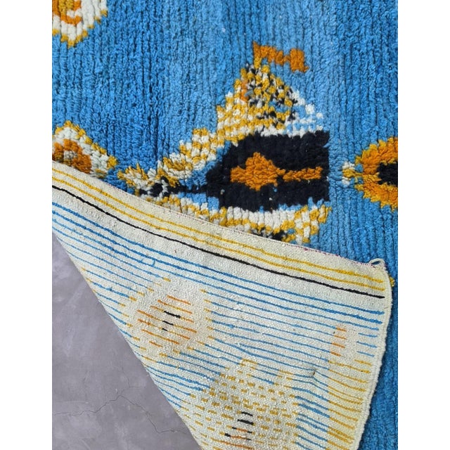 Blue Handwoven Berber Wool Rug - 8.9 X 7.2 Ft For Sale - Image 9 of 9