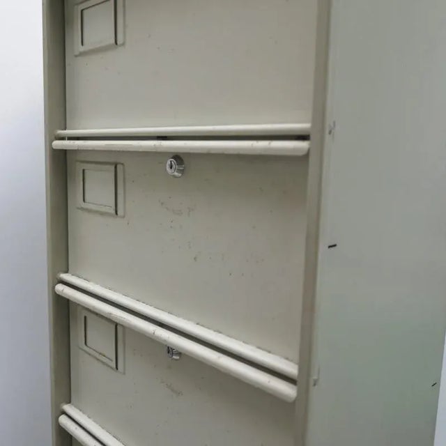 Vintage Industrial Metal Shelf with 10 Compartments For Sale - Image 14 of 16