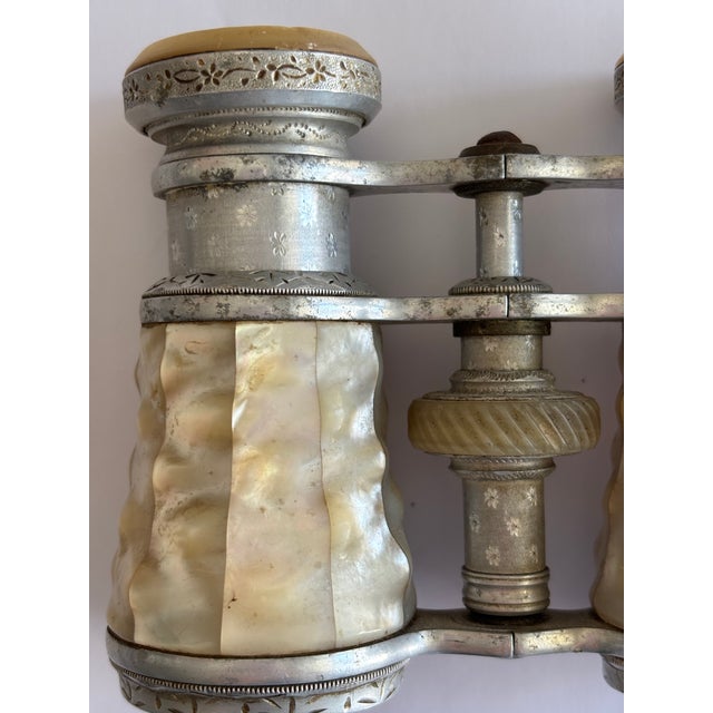Early 19th Century Antique Mother-of-Pearl Opera Glasses, Silver-Plated, C. 1900 For Sale - Image 5 of 8