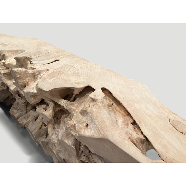 Andrianna Shamaris Monumental Bleached Teak Wood Console Table For Sale - Image 13 of 18