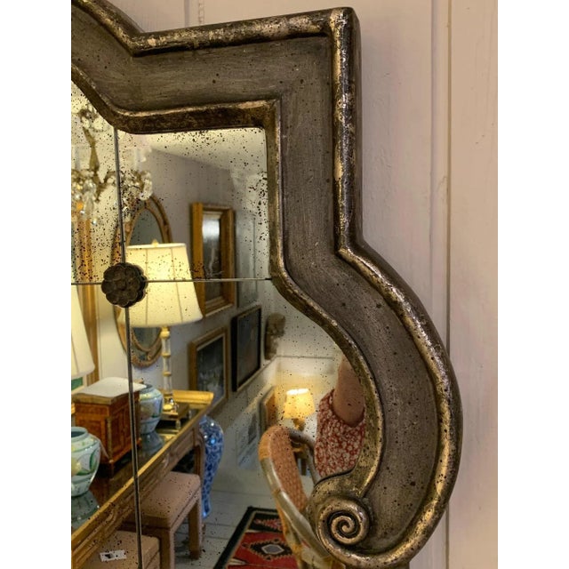 Black Black and Silvered Ghosted Aged Mirror For Sale - Image 8 of 12