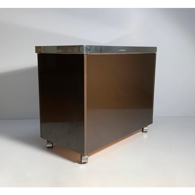 Pierre Cardin / Willy Rizzo / Milo Baughman Bar Cabinet on Castors For Sale In Chicago - Image 6 of 14