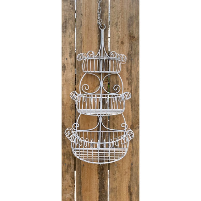 Victorian Vintage Iron and Wire Three Tier Wall Planter For Sale - Image 3 of 5