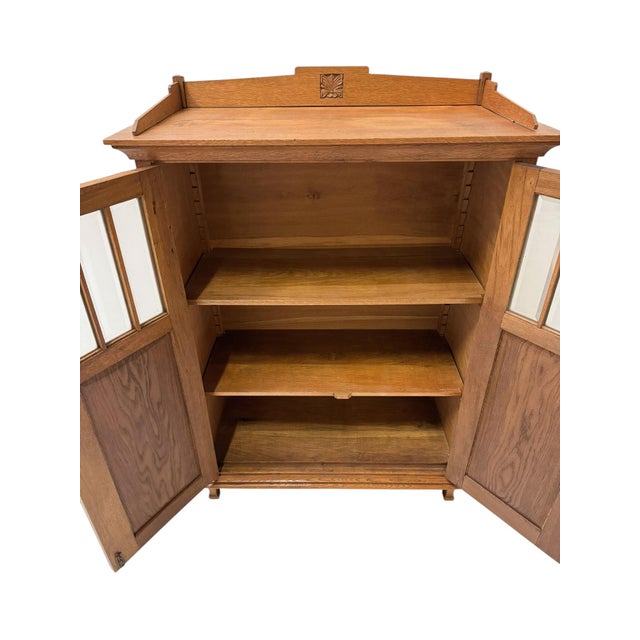 Metal Arts and Crafts Art Nouveau Bookcase with Beveled Glass, 1900s For Sale - Image 7 of 11