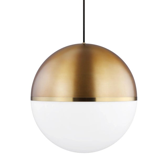 Mid-Century Modern Visual Comfort Modern Akova Grande Pendant LED Aged Brass and Bright Brass For Sale - Image 3 of 3