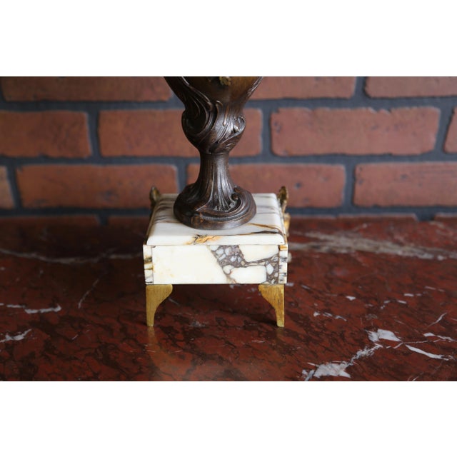 Metal 19th Century French Bronze & Marble Vases For Sale - Image 7 of 10