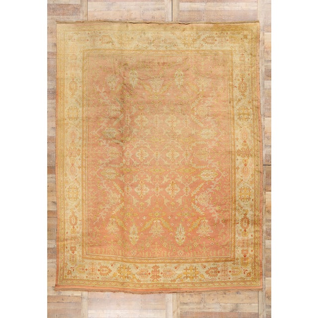 Early 20th Century Antique Turkish Oushak Rug - 09'10 X 12'08 For Sale - Image 9 of 9