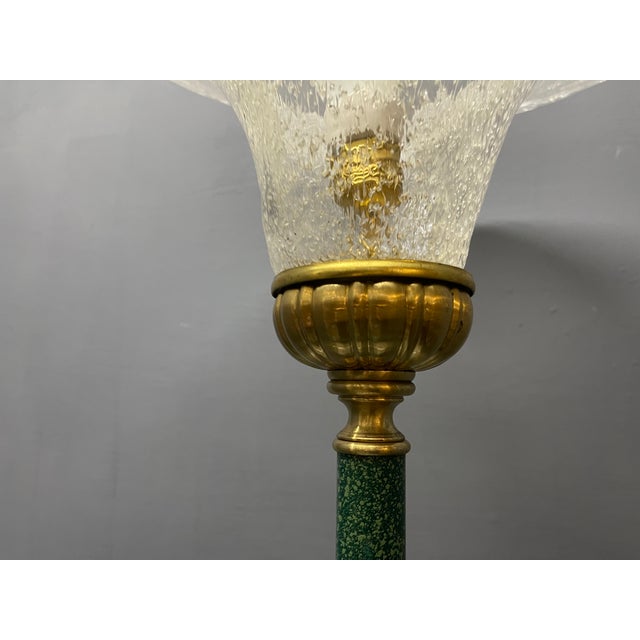 1980s Italian Green Murano Glass Floor Lamp with Large Frosted Shade, 1980s For Sale - Image 5 of 13
