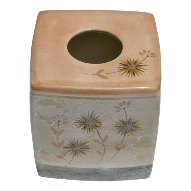 Late 20th Century Luxury Ceramic Decorative Floral Tissue Box Cover For Sale