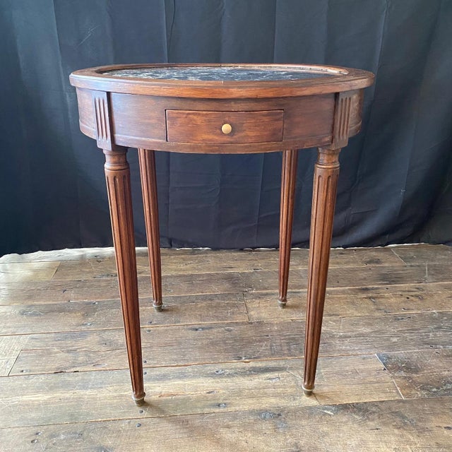 French 19th Century Walnut Bouillotte Side Table With Marble Top For Sale - Image 12 of 12