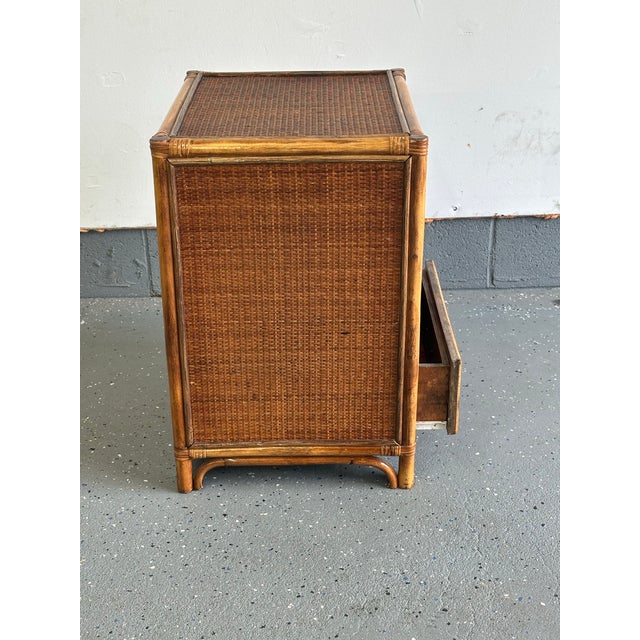 Brown 1980s Bamboo and Cane British Colonial Style Small Chest For Sale - Image 8 of 11