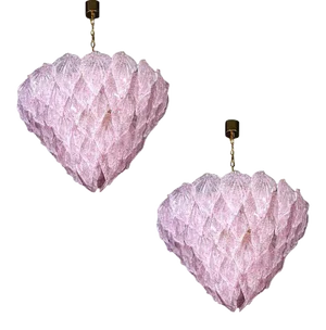 Pink Murano Glass Polar Chandeliers, Italy, 1970s, Set of 2