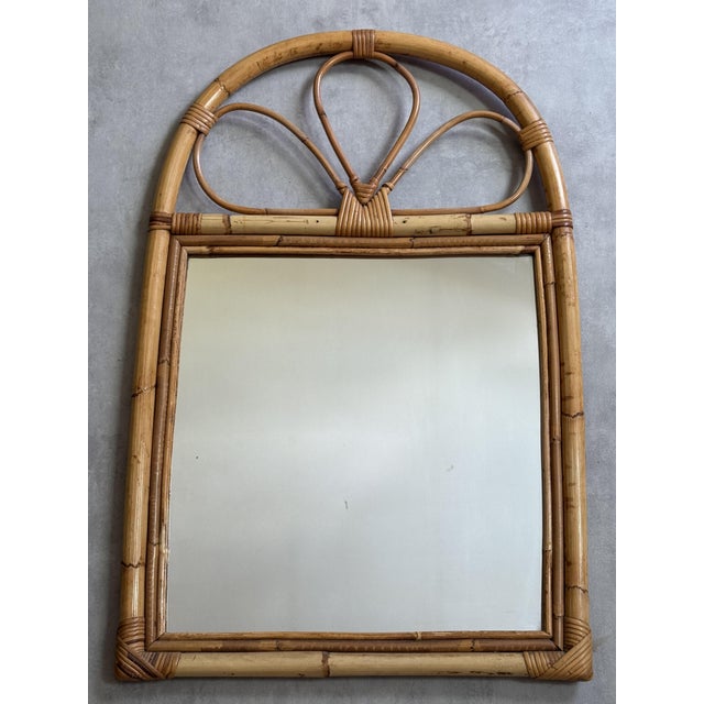 Wood French Rattan Mirror, 1960s For Sale - Image 7 of 7