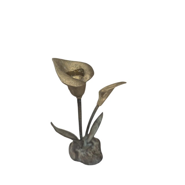 Vintage Brass Lily Flower Candle Holder For Sale - Image 10 of 18