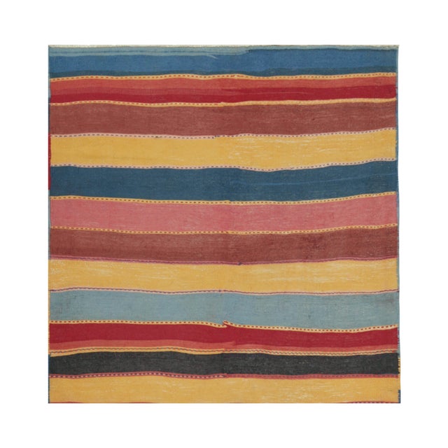 This vintage 4'11''x5'2'' Persian Kilim is a new addition of Bidjar provenance in Rug & Kilim's rare tribal curations....