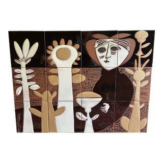 1970s Susana Espinosa Ceramic Tile Mural 24" X 18" For Sale