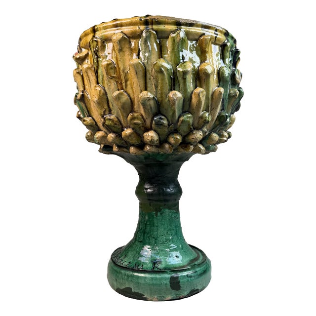 Ceramic Plant Stand by Rocco Condurso, Seminara, Italy, 1980s For Sale