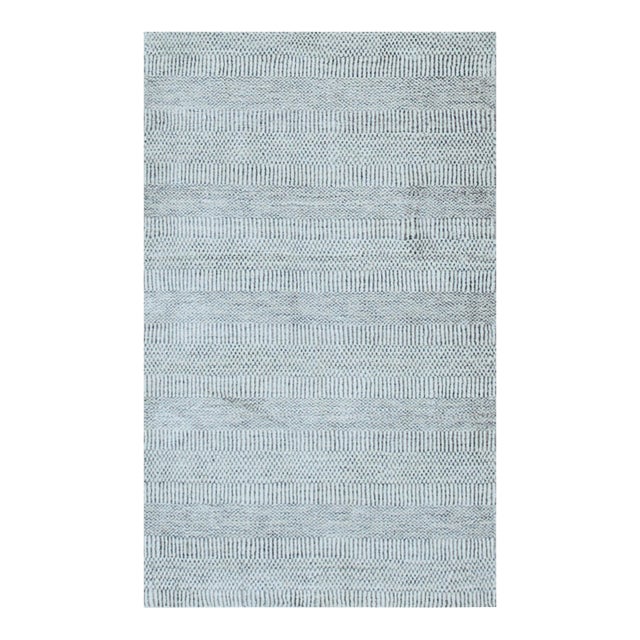 3x5 Trendy Dahlia Beige Solid Geometric Modern Handmade Small Wool Carpet Rug For Sale