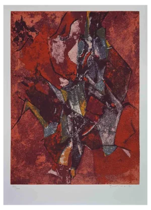 Salvatore Provino, Red Abstract Composition, Screen Print, 1991