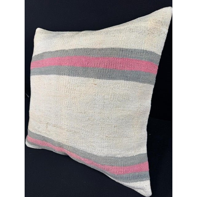 Contemporary Turkish Hemp Pillow Cushion Natural Beige Pink Pillow Cushion Cover 24x24 For Sale - Image 3 of 4