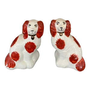 Vintage Staffordshire Dog Pair Porcelain Figurine Stamped