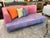 Lavender Micro-Suede + Rose Pink Leather Chaise Sofa For Sale - Image 10 of 12