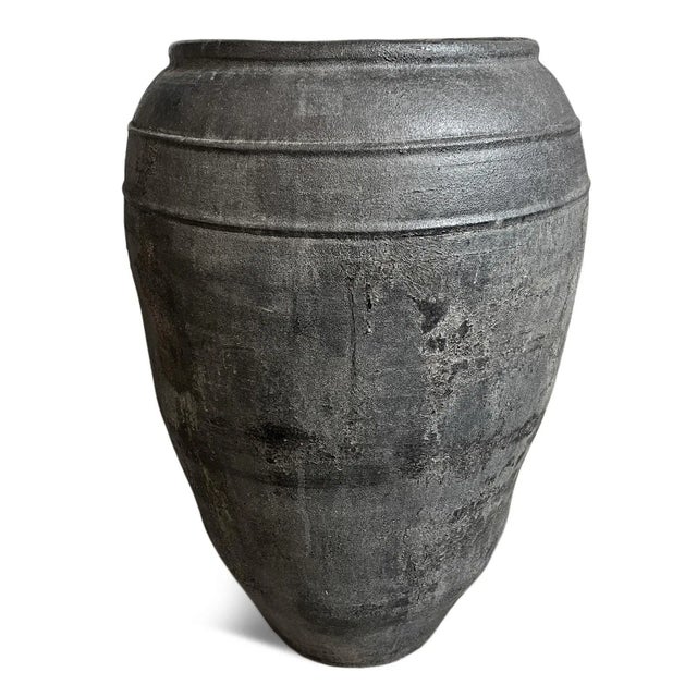 Modern Madrid Black Earth Ware Vintage Pot Planter For Sale - Image 3 of 5