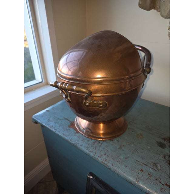 Antique Copper Helmet Form Scuttle For Sale - Image 9 of 13