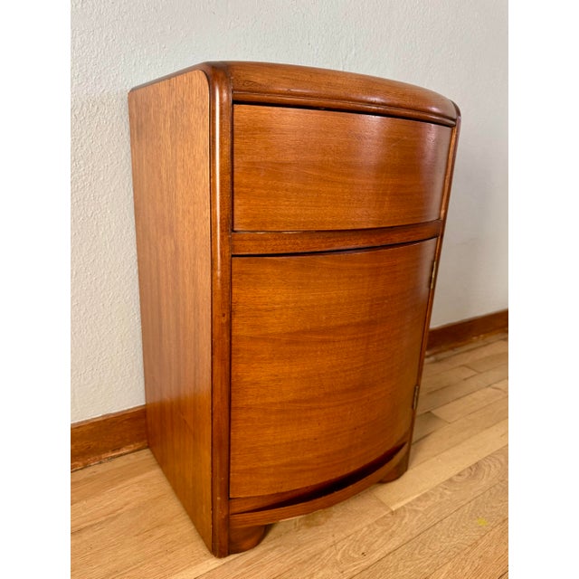 Wood American Streamline Moderne Demilune Nightstand With Drawer and Cabinet, C. 1930s–40s For Sale - Image 7 of 17