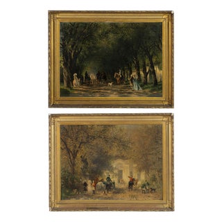 English School Artist, Figurative Scenes, Canvas Artworks, Set of 2 For Sale