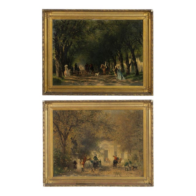 English School Artist, Figurative Scenes, Canvas Artworks, Set of 2 For Sale