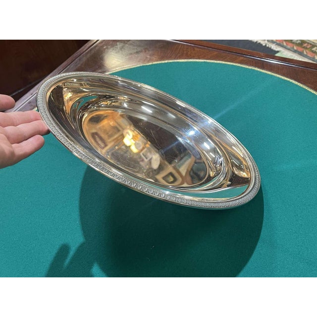 Malmaison Pattern Round Silver-Plated Metal Tray from Christofle For Sale - Image 5 of 8