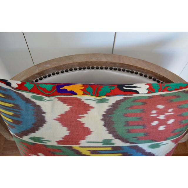 Embroidered Ikat Pillow For Sale - Image 4 of 5