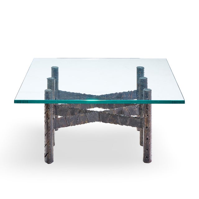 Metal Paul Evans Brutalist Mid Century Patinated Steel and Bronze Coffee Table For Sale - Image 7 of 10