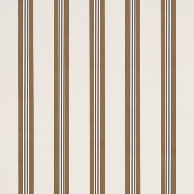 Schumacher Chatham Stripe Wallcovering In Umber For Sale In New York - Image 6 of 6