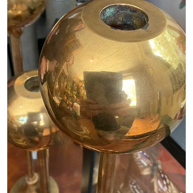 Vintage Brass Candle Holders - Set of Three For Sale - Image 12 of 12