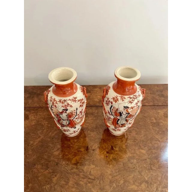 Quality pair of antique Satsuma vases having a quality pair of satsuma vases hand painted with wonderful decorated panels...