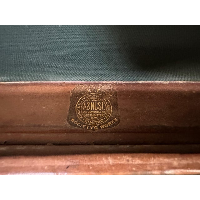Metal Edwardian English Leather & Brass Suitcase by Army & Navy CSL London Circa 1910 For Sale - Image 7 of 18