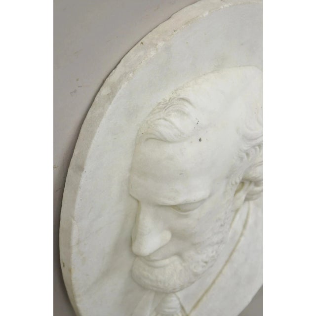 Antique Italian Marble Relief Carved 20" Oval Renaissance Bearded Gentleman Bust For Sale In Philadelphia - Image 6 of 10