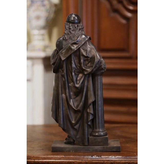 19th Century Patinated Spelter Figure of French Philosopher Blaise Pascal For Sale - Image 10 of 13