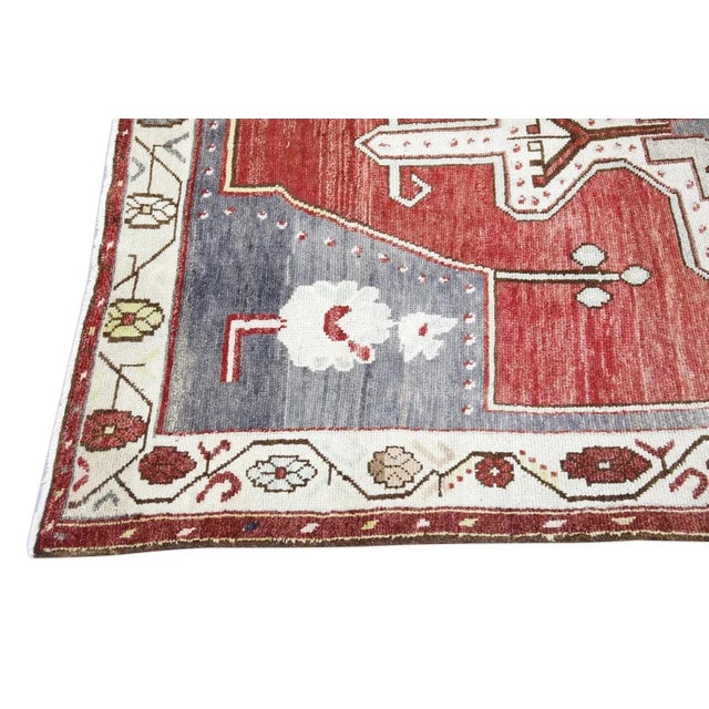Oriental Hand Knotted Rug Turkish Vintage Oushak 5'5" x 9'8" For Sale In Houston - Image 6 of 9