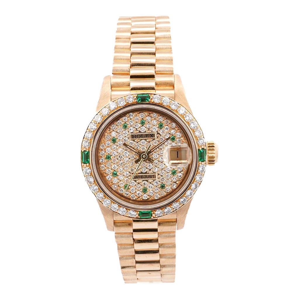 18K WHITE PRESIDENT LADIES DIAMOND EMERALD WATCH! Watch Rolex Datejust 36mm Emerald Green Dial Jubilee  main image 3