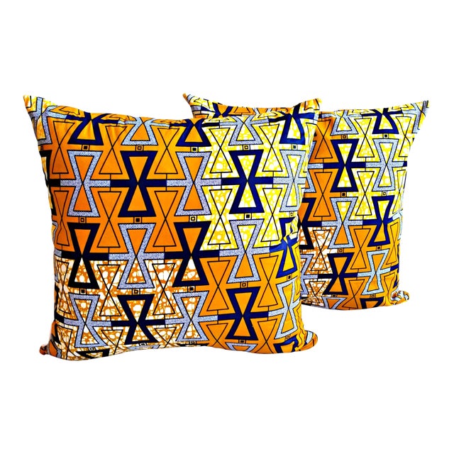 African Print Kismet Fabric Pillow Covers A Pair Chairish