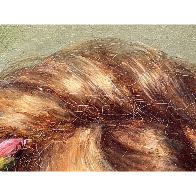 Antique Victorian Oil Portrait Young Lady Dated 1870, English School, Gilt Frame in the Manner Of For Sale - Image 11 of 11