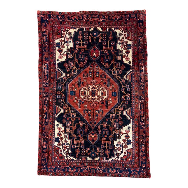 Antique Persian Nahavand Hand-Knotted Rug 5'0" X 9'2" For Sale