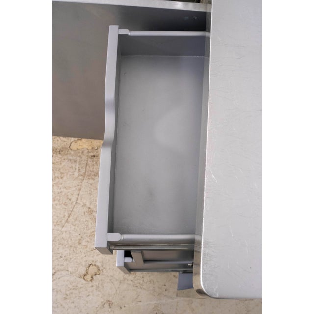 Custom Silver Leaf Finish Large 4 Door Credenza Sideboard For Sale - Image 11 of 18