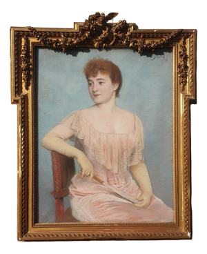José Frappa, Portrait of a Young Woman, Pastel, 1892