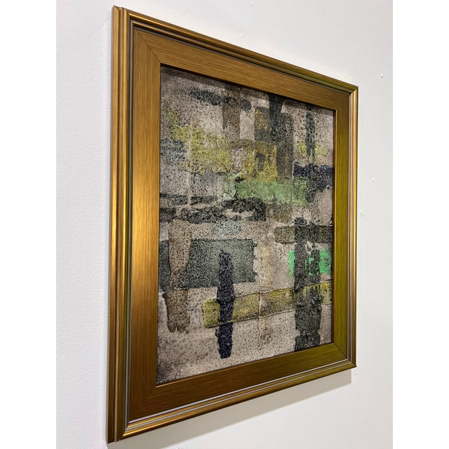 This original mixed-media abstract painting by J. Kent Martin is inspired by aerial views of farmland and the ordered...