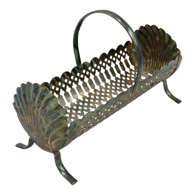 Vintage English Silver Plate Biscuit Tray For Sale