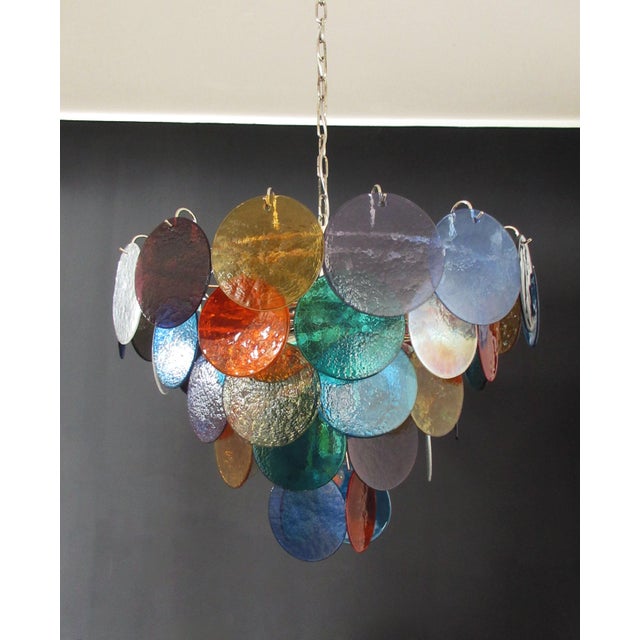 Mid-Century Modern Space Age High Quality Murano Chandelier with 50 Muilticolored Glasses, 1990s For Sale - Image 3 of 18